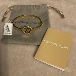 Michael Kors Women's Gold Luxury MK Logo Bangle Bracelet